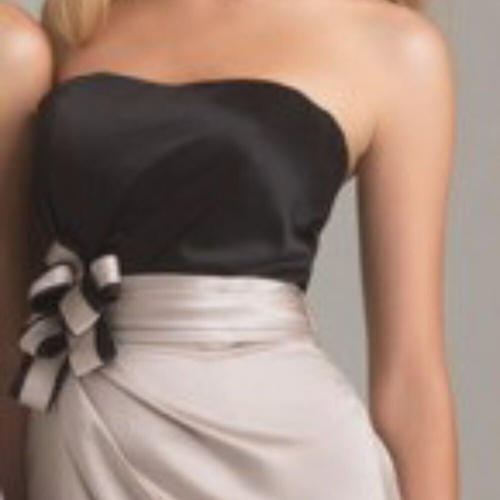 Allure Bridals Black Cappuccino 1280 Two Tone Short Satin Bridesmaid Dress
